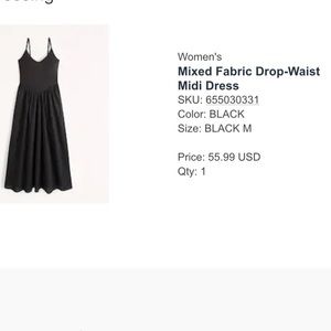 Abercrombie and Fitch black midi drop waist black dress